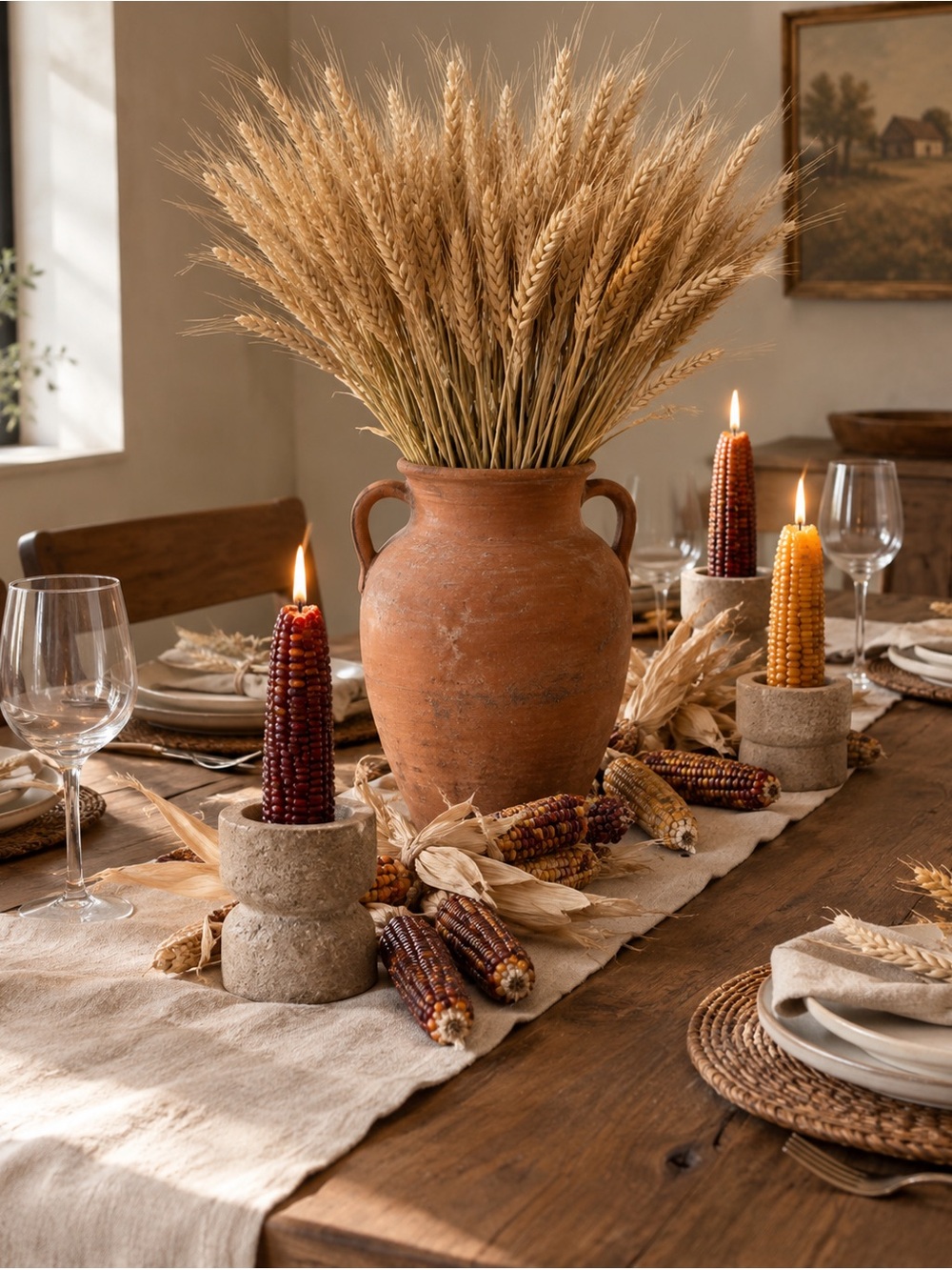 Thanksgiving Bundle NDecor Golden Corn Cob Decorative Stems - Autumn Home Accent